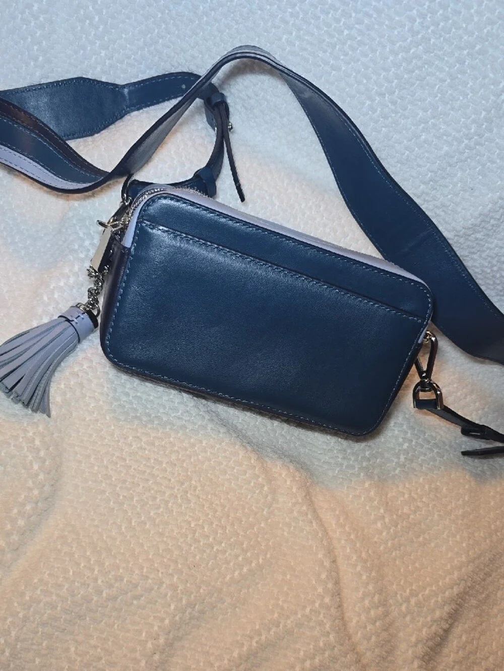 Michael Kors Two-Tone Blue Leather Crossbody with Tassel